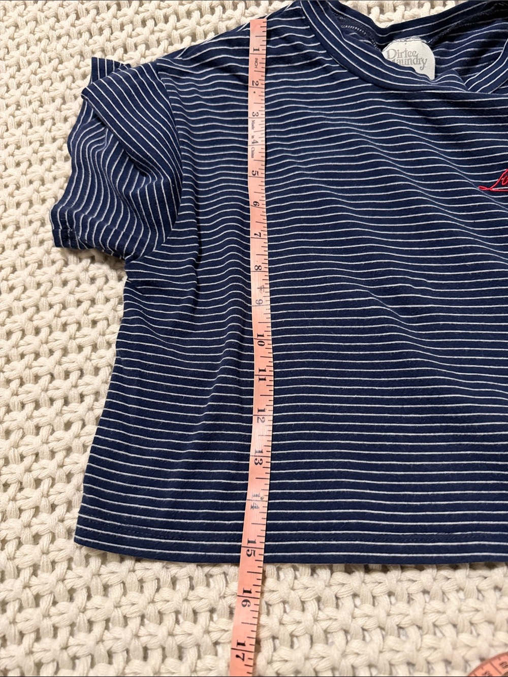 Dirtee Laundry Navy Striped "Los Angeles" Embroidered Crop Top - size XS - Picture 8 of 8